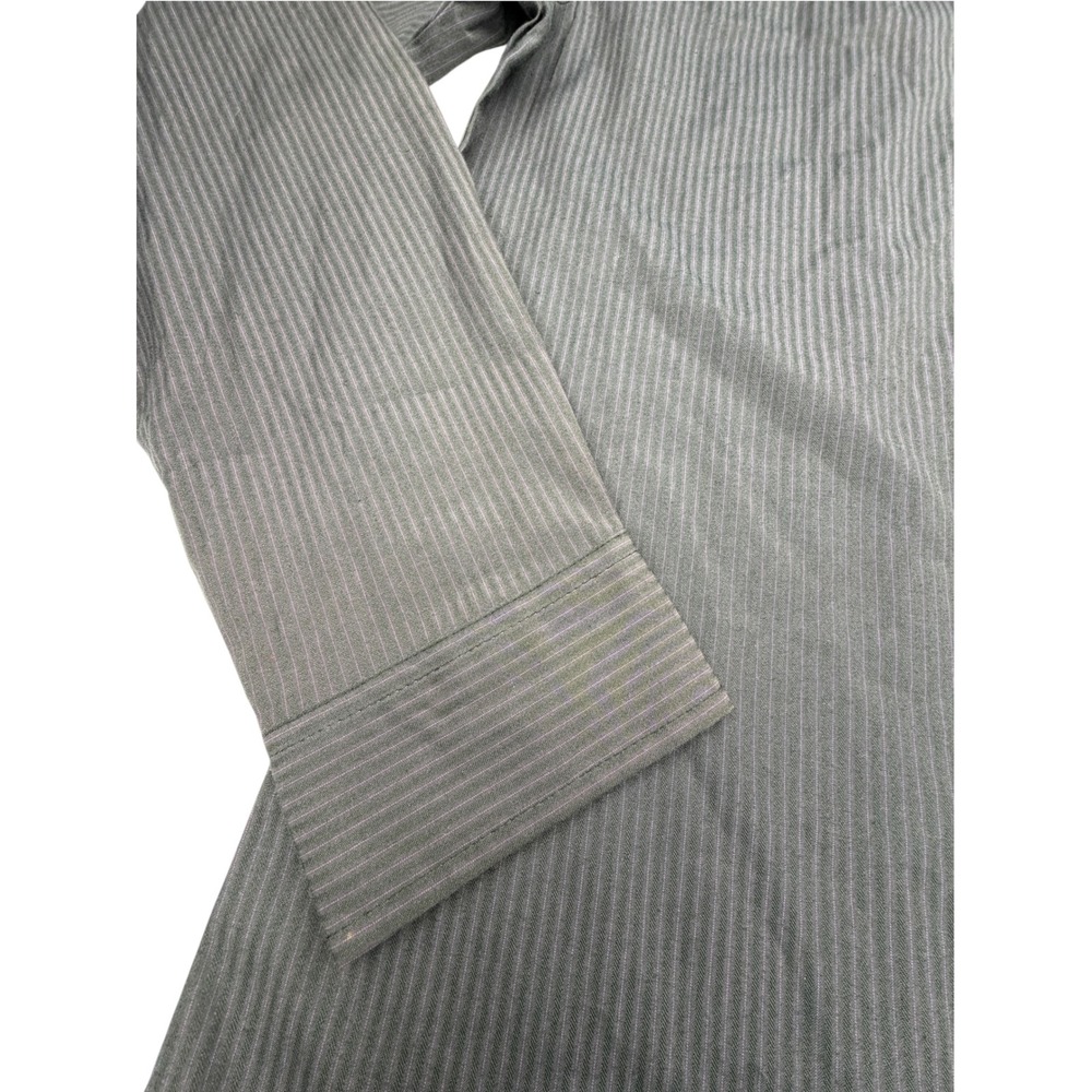 No Retreat Men's Large Black Purple Pinstripe Long Sleeve Button Up Shirt - Picture 10 of 13